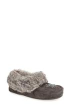 Women's Manitobah Mukluks 'kanada' Genuine Rabbit Fur & Suede Moccasin Slipper M - Grey