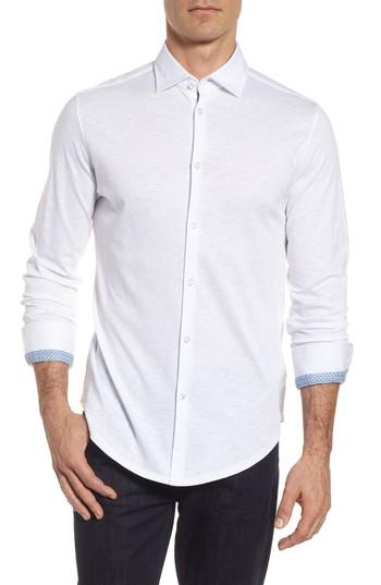 Men's Stone Rose Slub Knit Sport Shirt - White