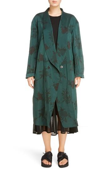 Women's Y's By Yohji Yamamoto Floral Coat - Green