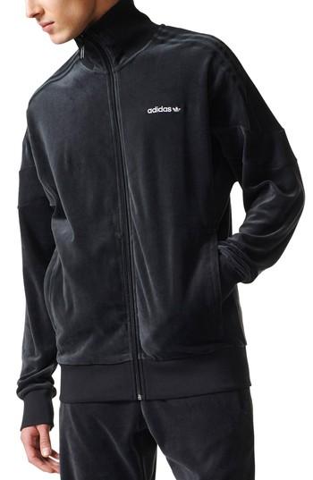 Men's Adidas Velour Track Jacket - Black