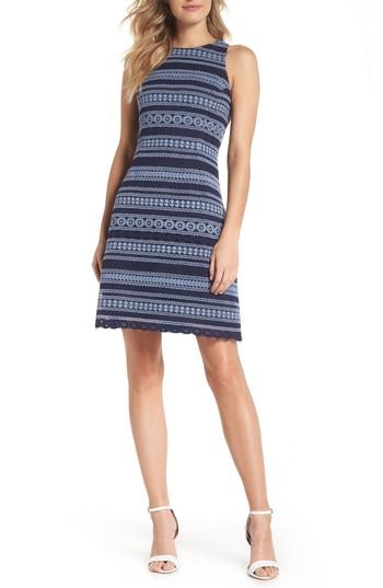 Women's Eliza J Stripe Racerback Lace Dress - Blue