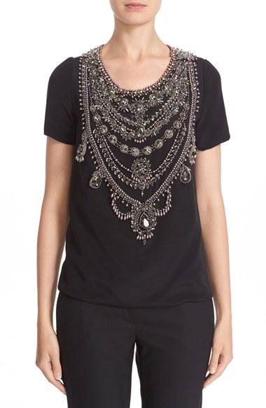 Women's Marchesa Embellished Crepe Top