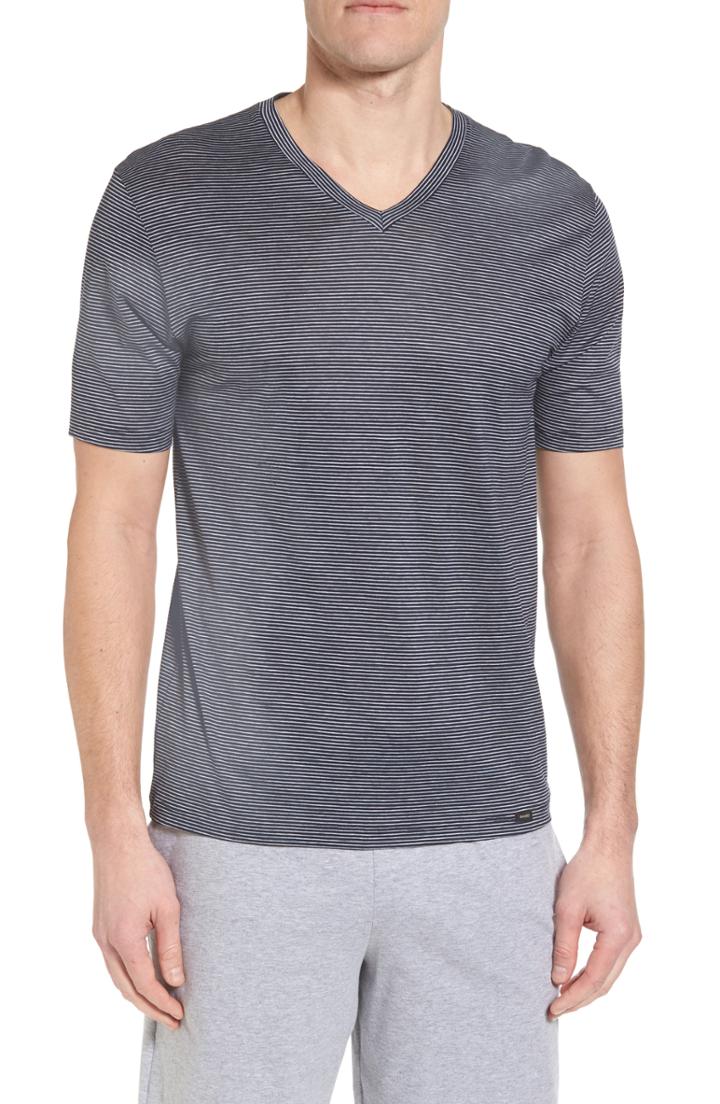 Men's Hanro Sporty Stripe Cotton V-neck T-shirt