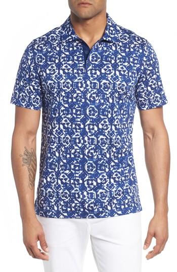 Men's Bugatchi Geometric Knit Polo, Size - Blue