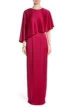 Women's St. John Evening Popover Cape Liquid Crepe Column Gown - Pink