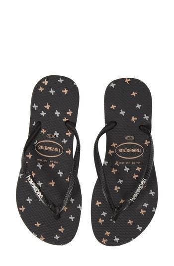 Women's Havaianas Slim Logo Flip Flop Br - Black