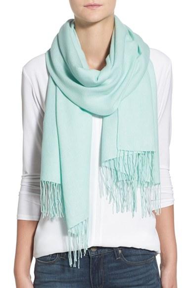 Women's Nordstrom Tissue Weight Wool & Cashmere Scarf, Size - Blue/green