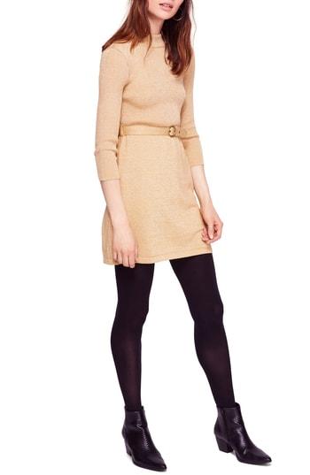 Women's Free People French Girl Sweater Minidress - Metallic