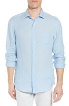 Men's Rodd & Gunn Harris Bay Regular Fit Linen Sport Shirt, Size - Blue