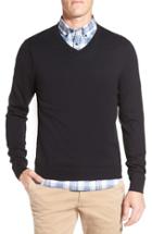 Men's Nordstrom Men's Shop Cotton & Cashmere V-neck Sweater - Black