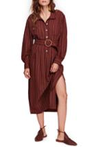 Women's Free People Audrey Stripe Midi Shirtdress - Brown