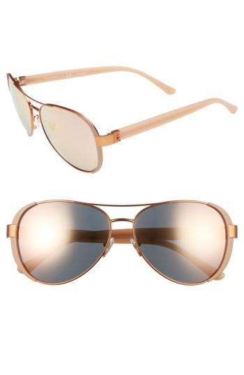 Women's Tory Burch 60mm Aviator Sunglasses - Rose Gold