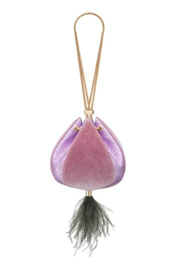 The Volon Cindy Leather & Velvet Clutch - Pink