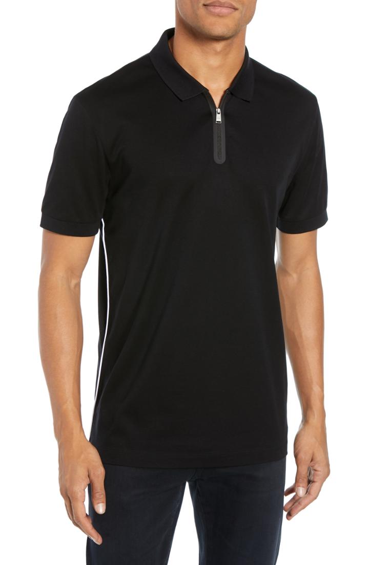 Men's Boss Hugo Boss Polston Slim Fit Zip Polo - Black