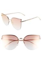 Women's Tom Ford Ingrid 60mm Cat Eye Sunglasses - Rose Gold/ Pink W Red Mirror