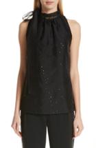 Women's St. John Collection Sequin Silk Organza Tank, Size - Black
