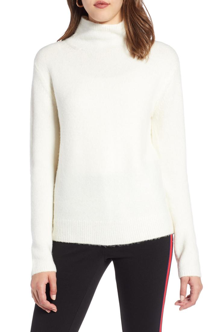 Women's Halogen Fuzzy Mock Neck Sweater - Blue