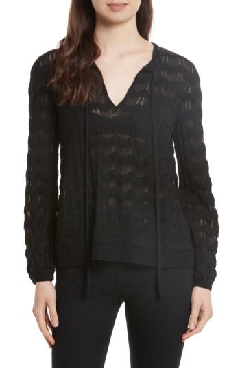 Women's M Missoni Tie Neck Openwork Knit Top