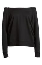Women's Treasure & Bond Raw Neck Sweatshirt, Size - Black