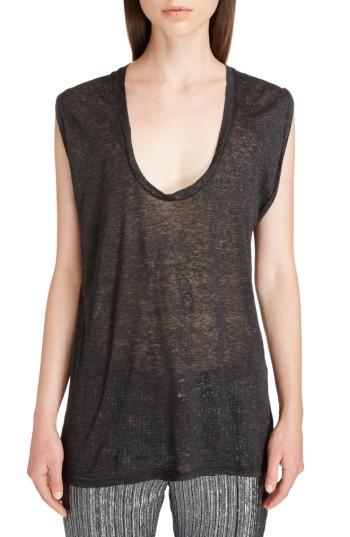 Women's Isabel Marant Draped Linen Tee - Grey