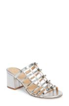 Women's Jewel Badgley Mischka Thorne Crystal Rose Embellished Slide Sandal .5 M - Metallic
