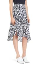 Women's Lewit Ruffled Print Silk Skirt - White