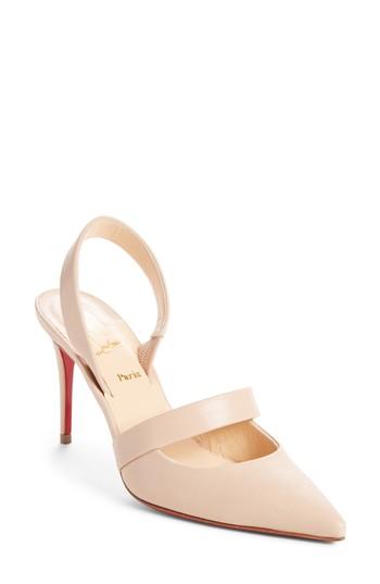 Women's Christian Louboutin Actina Slingback Pointy Toe Pump .5us / 36.5eu - Beige