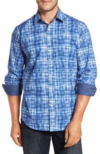 Men's Bugatchi Classic Fit Abstract Plaid Sport Shirt