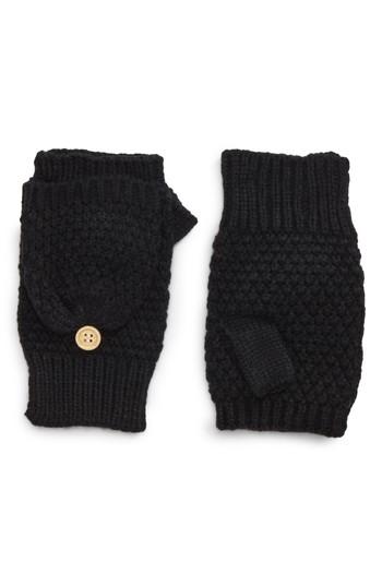 Women's Nyc Underground Flip Top Textured Mittens, Size - Black