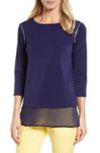 Women's Chaus Zip Shoulder Top - Blue