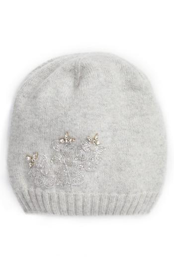 Women's Helen Kaminski Slouchy Embellished Cashmere Beanie - Grey