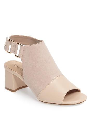 Women's Topshop Duke Block Heel Faux Leather Sandal .5us / 35eu - Beige