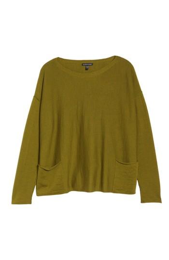 Women's Eileen Fisher Bateau Neck Merino Boxy Top - Green