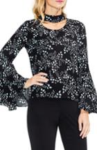 Women's Vince Camuto Cascading Leaves Bell Sleeve Blouse - Black