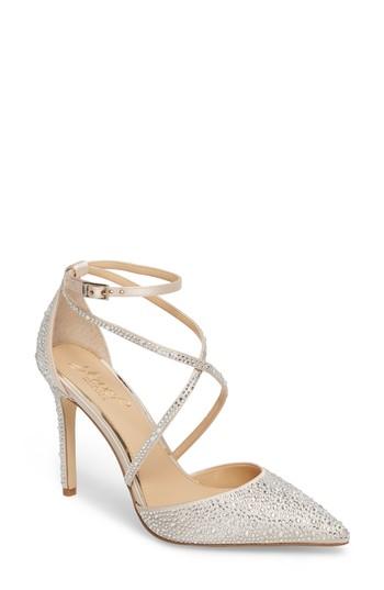 Women's Jewel Badgley Mischka Tanya Embellished Pointy Toe Pump .5 M - Metallic