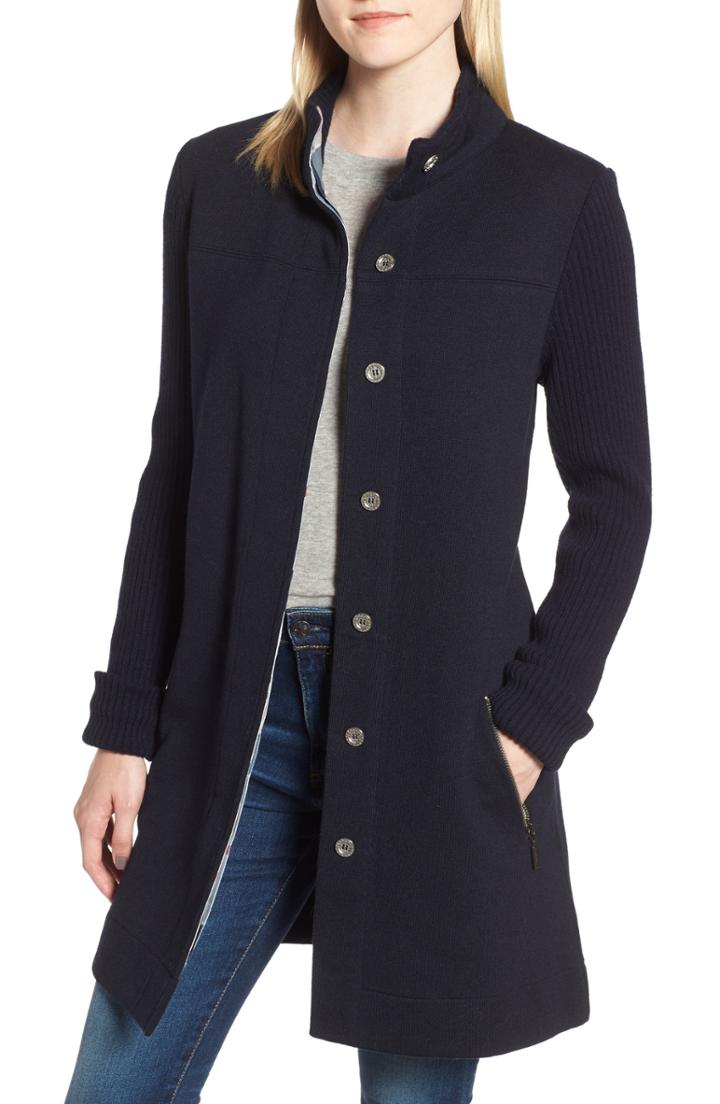 Women's Barbour Kilchurch Knit Sweater Coat Us / 12 Uk - Blue