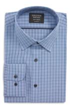 Men's Nordstrom Men's Shop Tech-smart Traditional Fit Stretch Check Dress Shirt 32/33 - Blue/green