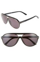 Women's Tom Ford 'sergio' 60mm Open Bridge Navigator Sunglasses - Shiny Black/ Rose Gold/ Grey