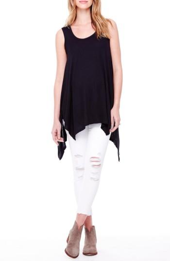 Women's Ingrid & Isabel Handkerchief Hem Maternity Tank - Black