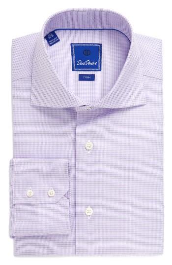 Men's David Donahue Trim Fit Houndstooth Dress Shirt .5 34/35 - Blue