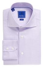 Men's David Donahue Trim Fit Houndstooth Dress Shirt .5 34/35 - Blue