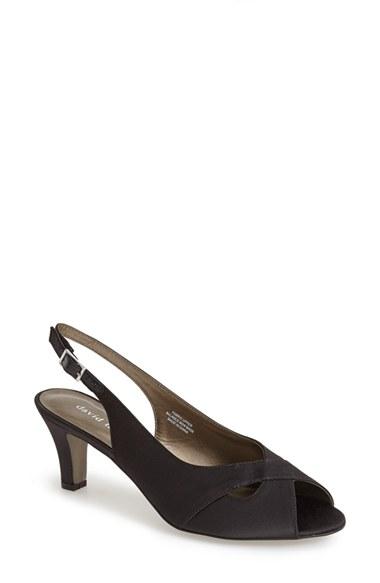 Women's David Tate 'palm' Slingback Satin Sandal Ww - Black