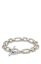 Women's David Yurman 'chain' Cushion Link Bracelet With Sapphires & 18k Gold