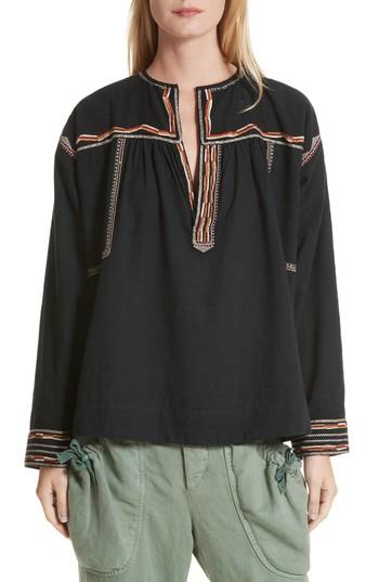 Women's Isabel Marant Etoile Blicky Embroidered Top Us / 36 Fr - Black