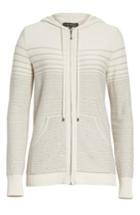 Women's St. John Collection Micro Sequined Textured Stitch Knit Hoodie, Size - Beige