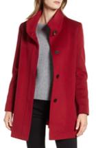 Women's Fleurette Placket Front Wool Car Coat - Burgundy