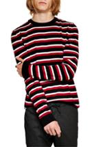 Men's Topman Stripe Crewneck Sweater - Red