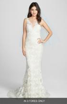 Women's Amsale 'nicole' Alecon Lace Mermaid Dress, Size - White