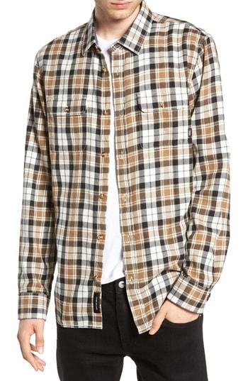 Men's Vans Sycamore Plaid Flannel Sport Shirt - Ivory