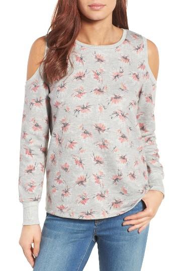 Petite Women's Gibson Cold Shoulder Sweatshirt P - Grey